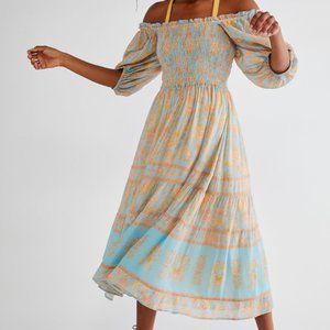 Spell Juniper Shirred Dress Eggshell FP Exclusive